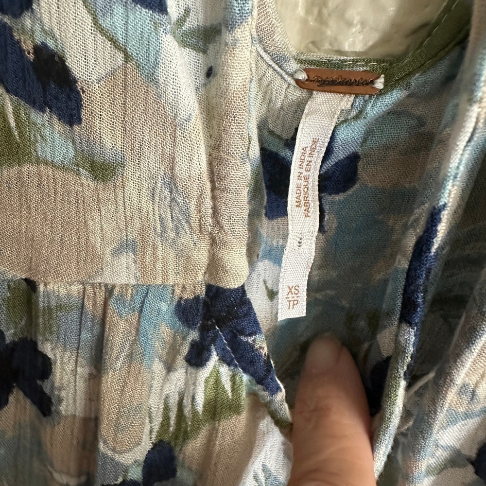 FREE PEOPLE BLUE MULBERRY KEYHOLE MAXI DRESS XTRA SMALL BOHO STRAPPY - Picture 5 of 15